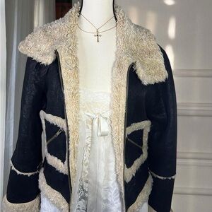 Y2k princess charlotte black and cream faux fur